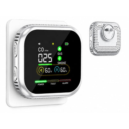 Plug-In Air Monitor – Color Display, Rotating Adapter & Rechargeable Backup