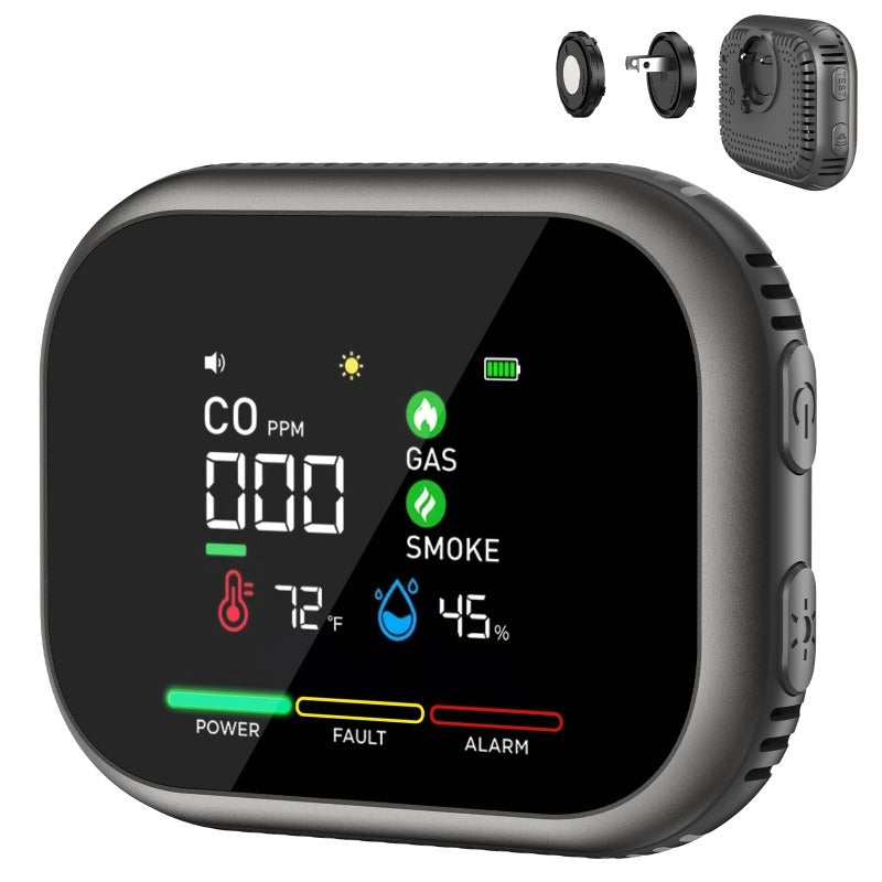 Plug-In Air Monitor – Color Display, Rotating Adapter & Rechargeable Backup