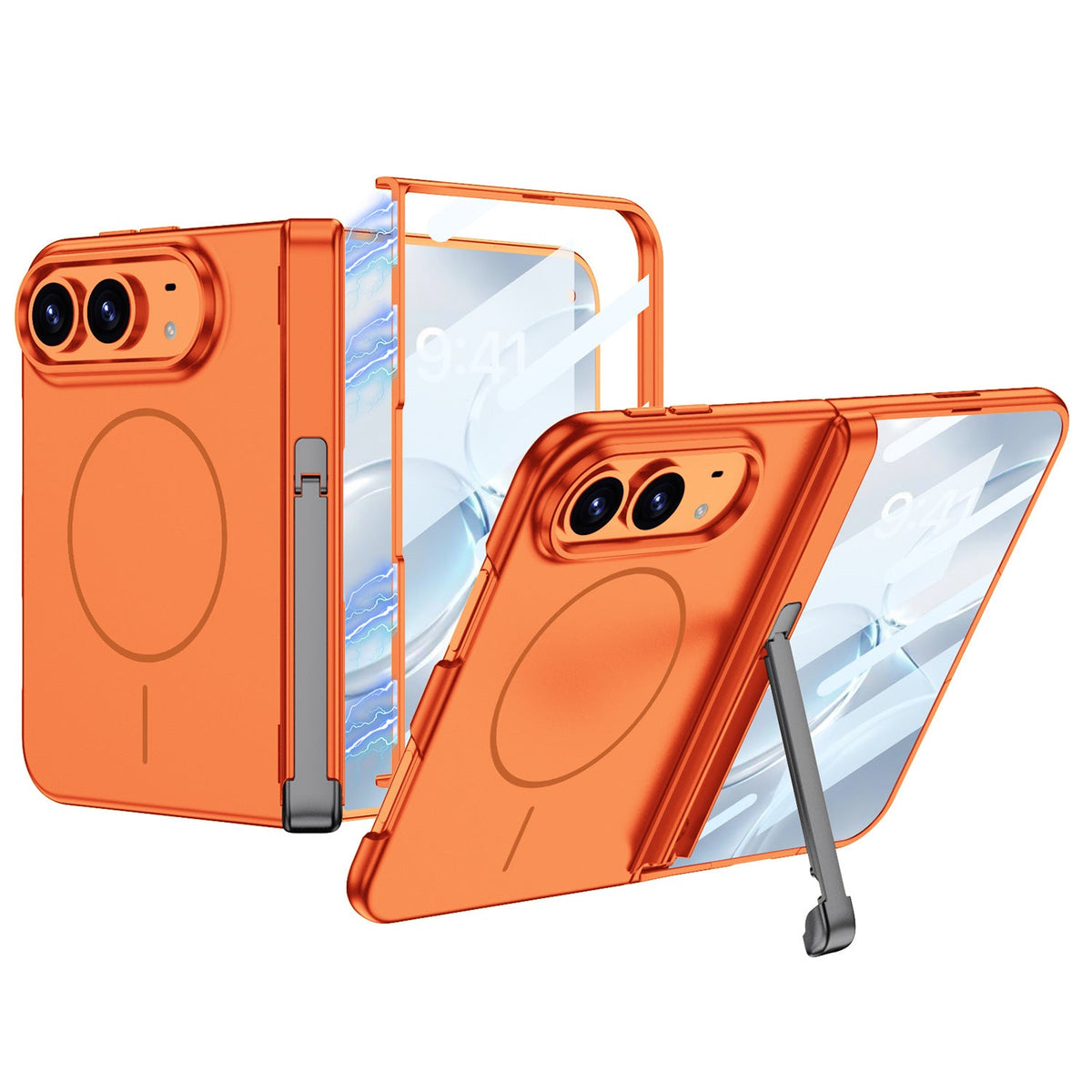 For iPhone Duo -3 In 1 Magnetic Case + Screen Protector & Hinge Stand