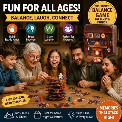 📚🎲Cooperative Stacking Game | Skill & Balance Card and Book Tower Game in Travel Tin