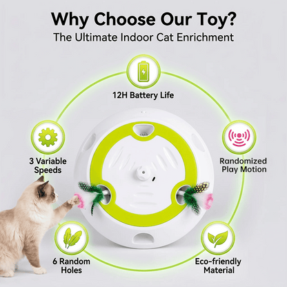 Whack A Mole Cat Mouse Toy for Cats - Interactive Cat Toys with Automatic Feather Mice & No Touch Sensor Required
