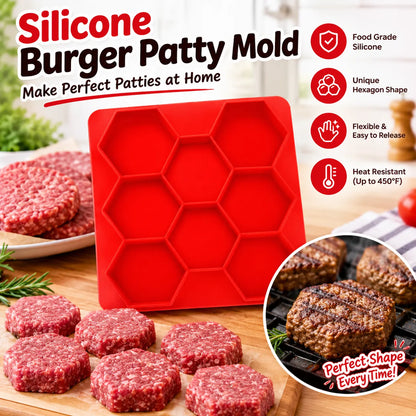 🍔Silicone Burger Patty Mold | Hexagon Slider Meat Press Maker