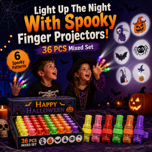 🎃 Spooky Pattern Finger Projector Lights (36 Pcs)