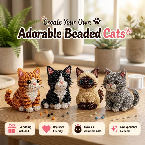 🐱 Create 4 Adorable Beaded Cats Yourself
