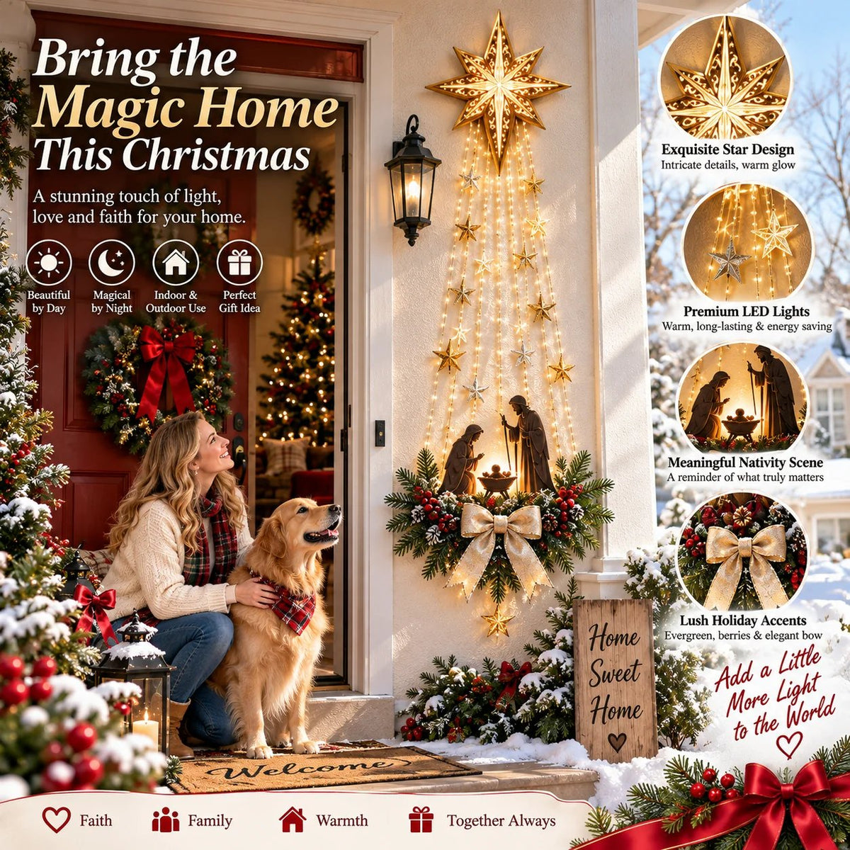 ✝️✨ Bethlehem Star of Faith™ – Lighted Nativity Wall Decor