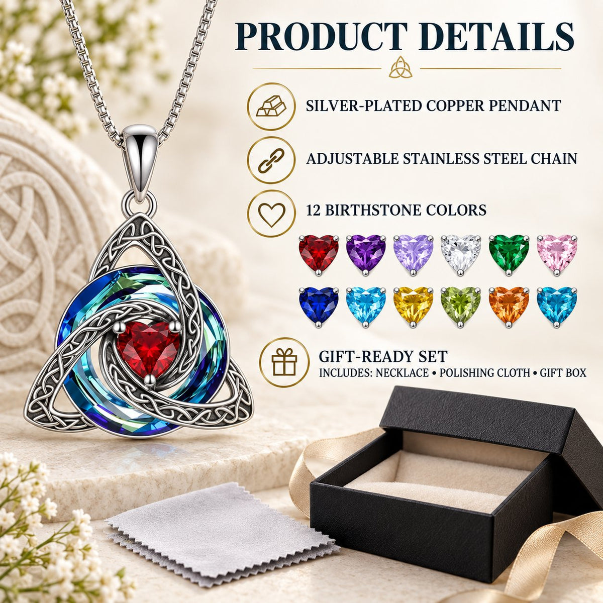 🛡️ Celtic Birthstone Shield: Wear Your Protection & Story ✨