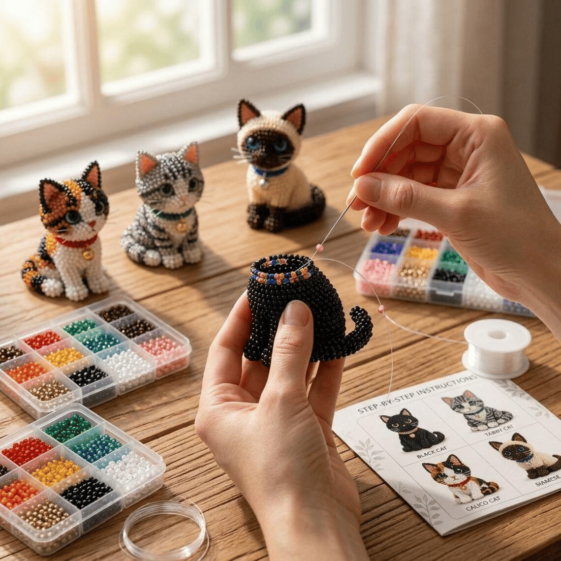 🐱 Create 4 Adorable Beaded Cats Yourself