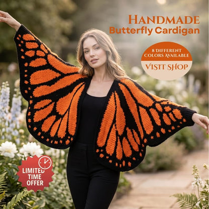 🔥 HOT SALE 49% OFF🔥Monarch Butterfly Cardigan – Handcrafted Statement Piece 🦋