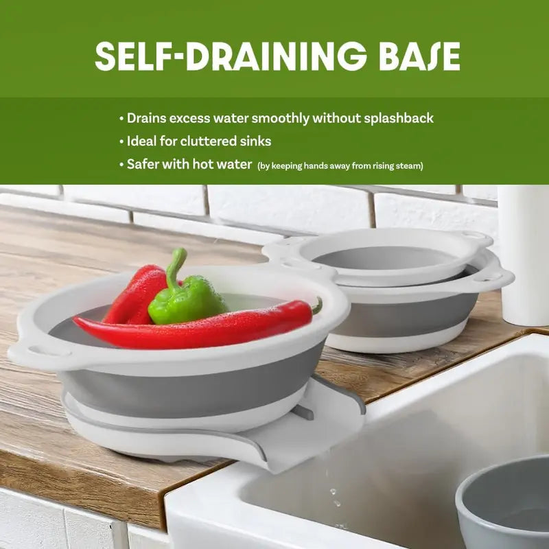 Collapsible Colanders 3-Pack Sturdy Kitchen Strainer Set