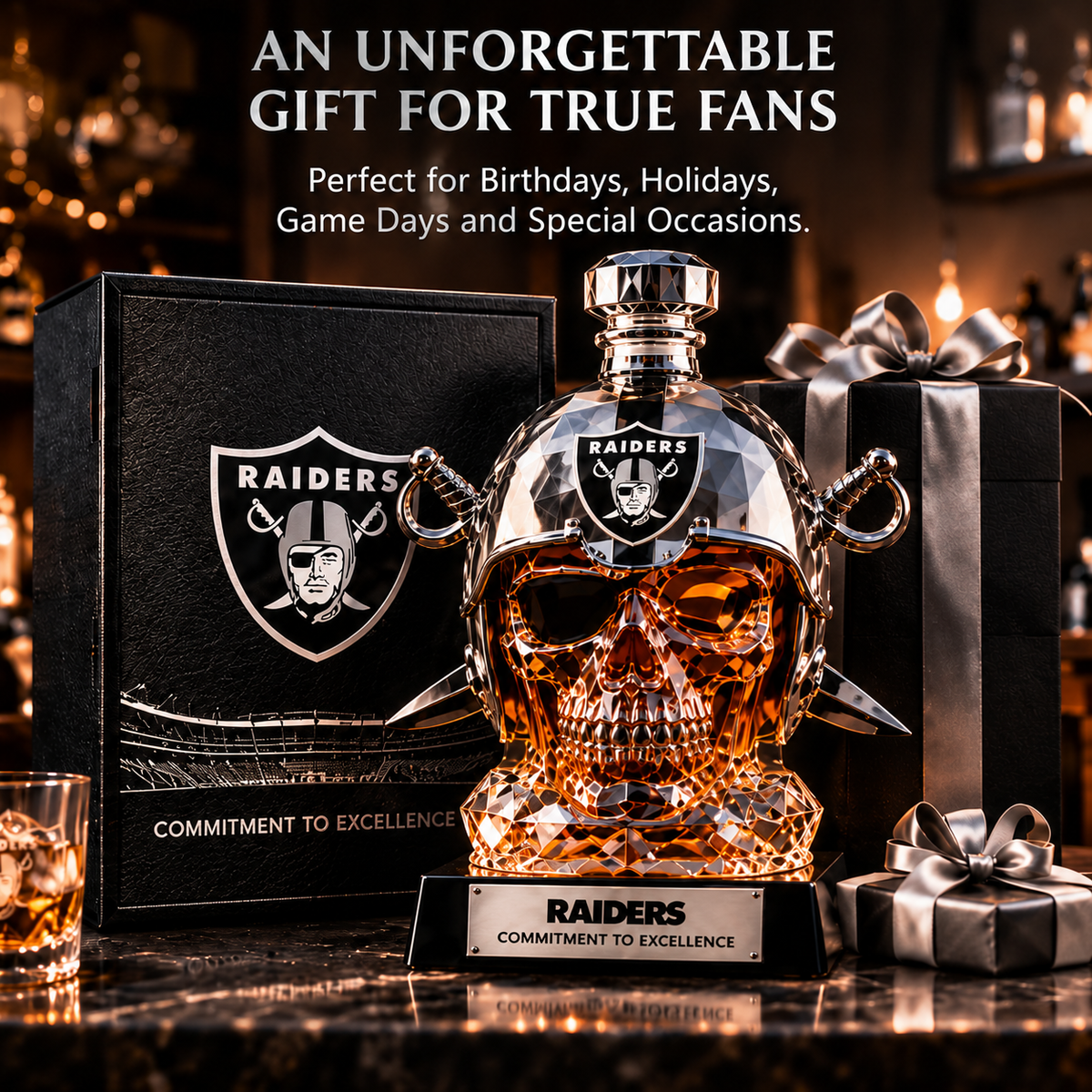 🔥 Limited-Time 49% OFF –🏈 Skull Helmet Decanter - Sculpted Glassware & Home Bar Display 🏆