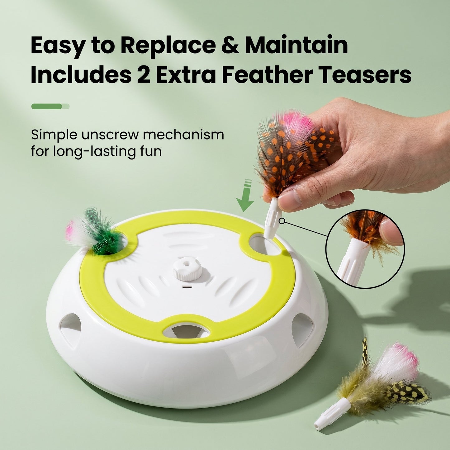 Whack A Mole Cat Mouse Toy for Cats - Interactive Cat Toys with Automatic Feather Mice & No Touch Sensor Required