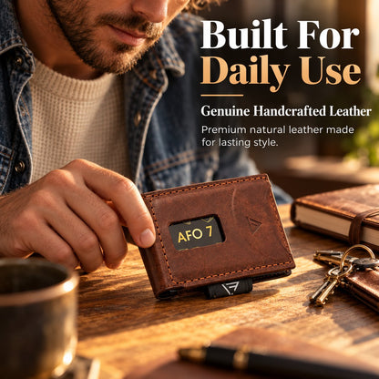 👝 Vintage Stitched Leather Wallet | Built-in AirTag Slot
