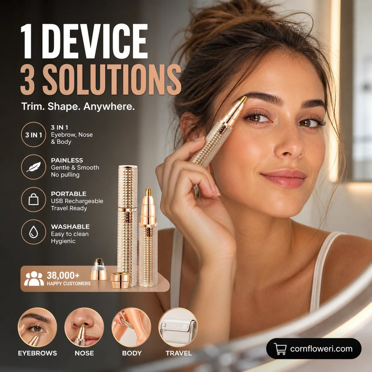 📍 2026 Sale — Over 38,000 Sold!🔥 Portable Electric Eyebrow Trimmer – Interchangeable Heads 🪒