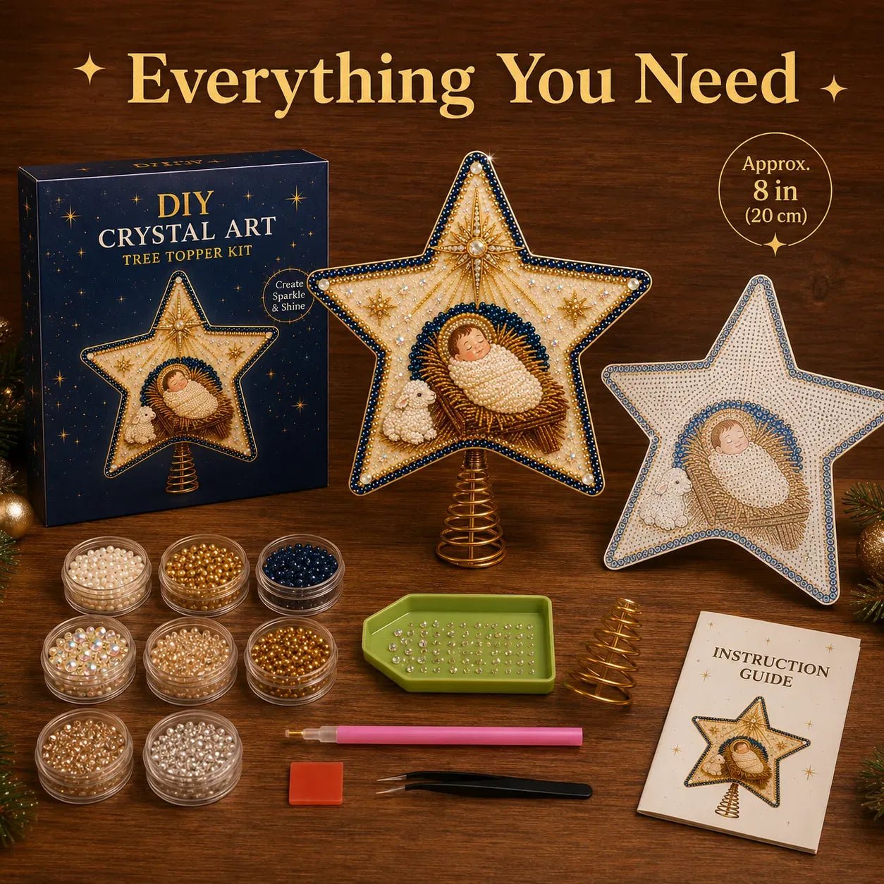 ⭐ Christian Faith Pearl Diamond Art Christmas Tree Topper Kit
