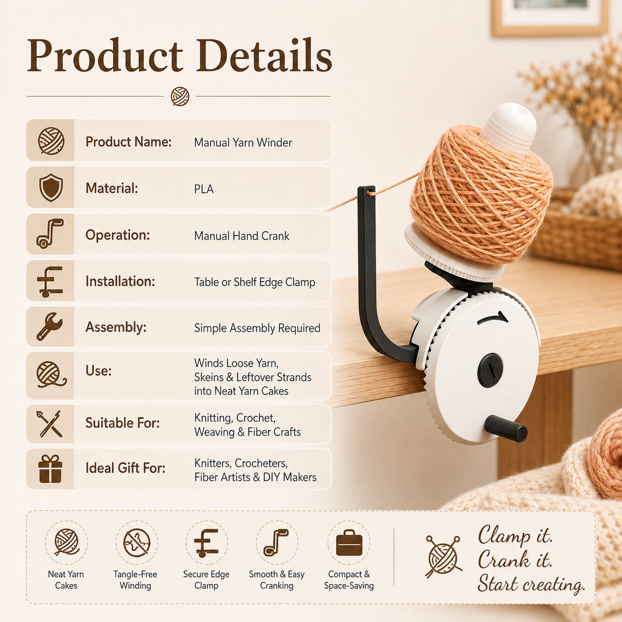 🔥LAST DAY 49% OFF - 🧶Manual Yarn Winder