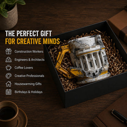 White House Excavator Mug – 3D Construction Coffee Cup