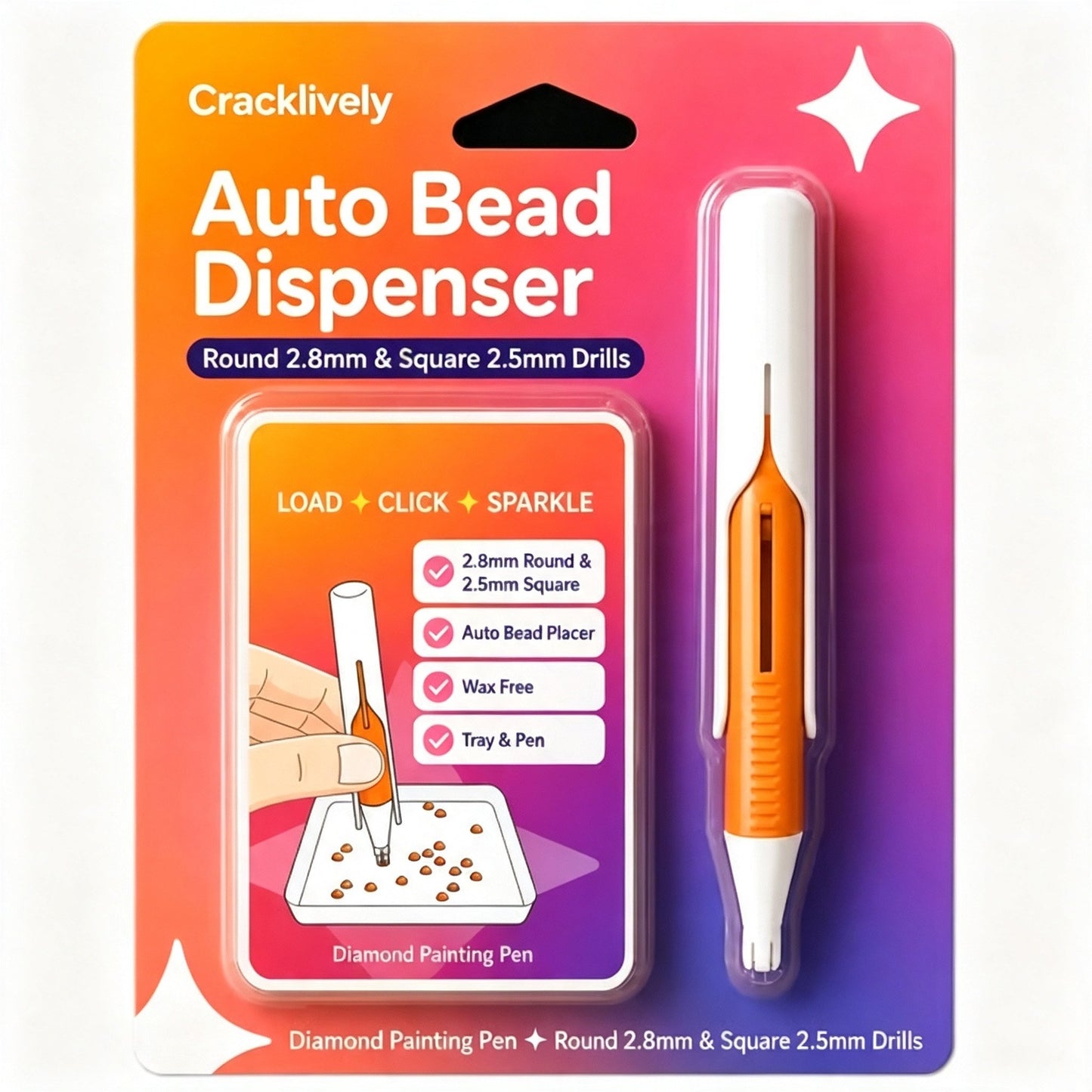 🔥 Last Day 50% OFF – 💎 Automatic Diamond Painting Bead Dispenser Pen & Tray Set