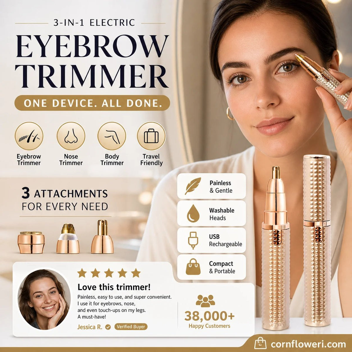 📍 2026 Sale — Over 38,000 Sold!🔥 Portable Electric Eyebrow Trimmer – Interchangeable Heads 🪒