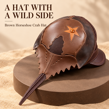 Brown horseshoe crab statement hat — hero