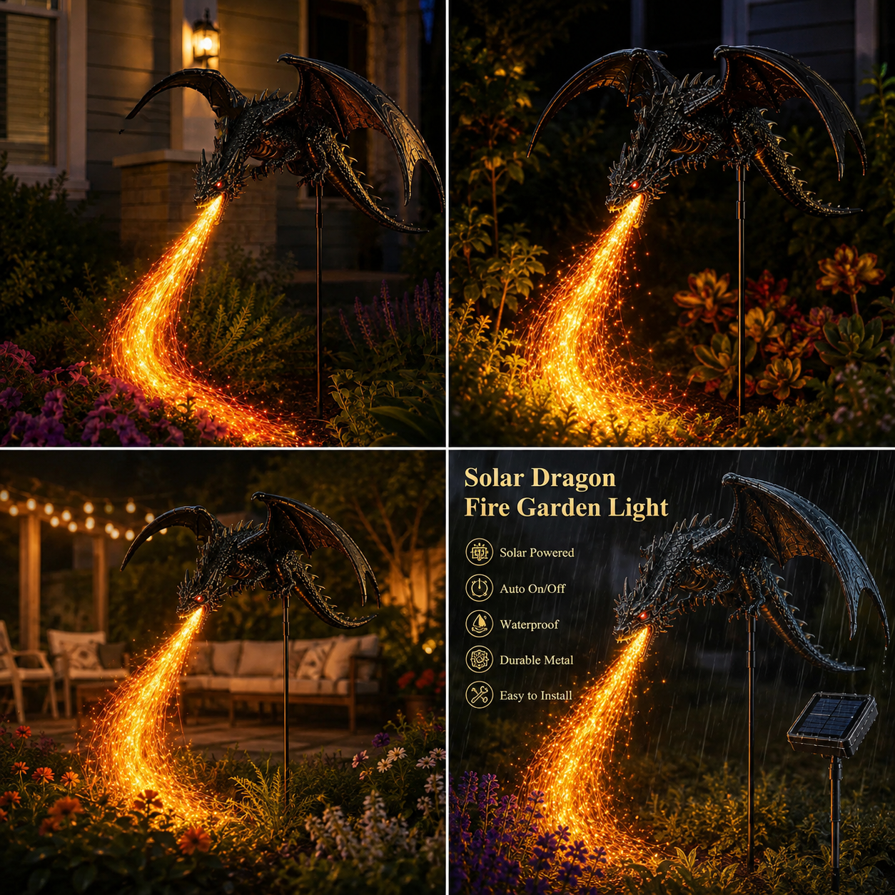 Solar Dragon Fire Garden Light