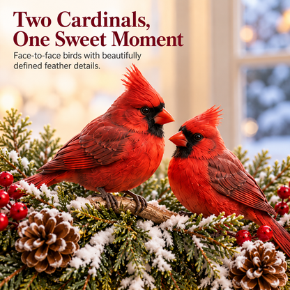 ✨Cardinal Winter Glow — Lighted Snowy Cedar & Icicle Christmas Decor