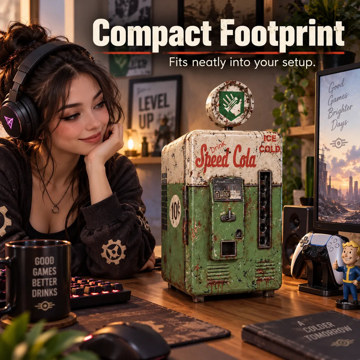 ⚡ Ultimate Gaming Sanctuary | Apocalypse Vintage Mini Fridge & Cooler 🎮