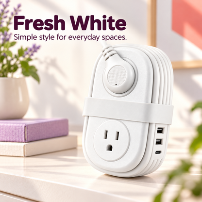 🔌 Retractable Travel Power Strip, Portable Wrapped Extension Cord with 2 AC Outlets, USB & USB-C Ports, Compact Desktop Charger for Trip Office