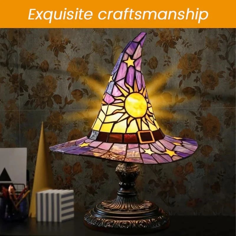 🧙‍♀️🪄Witch Hat Lamp That Casts Enchanting Glow, Stained Glass USB Light for Instant Halloween Vibe