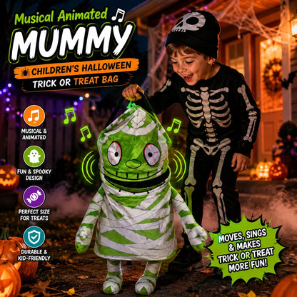 🎃🍬Musical Animated Mummy Children's Halloween Trick or Treat Bag
