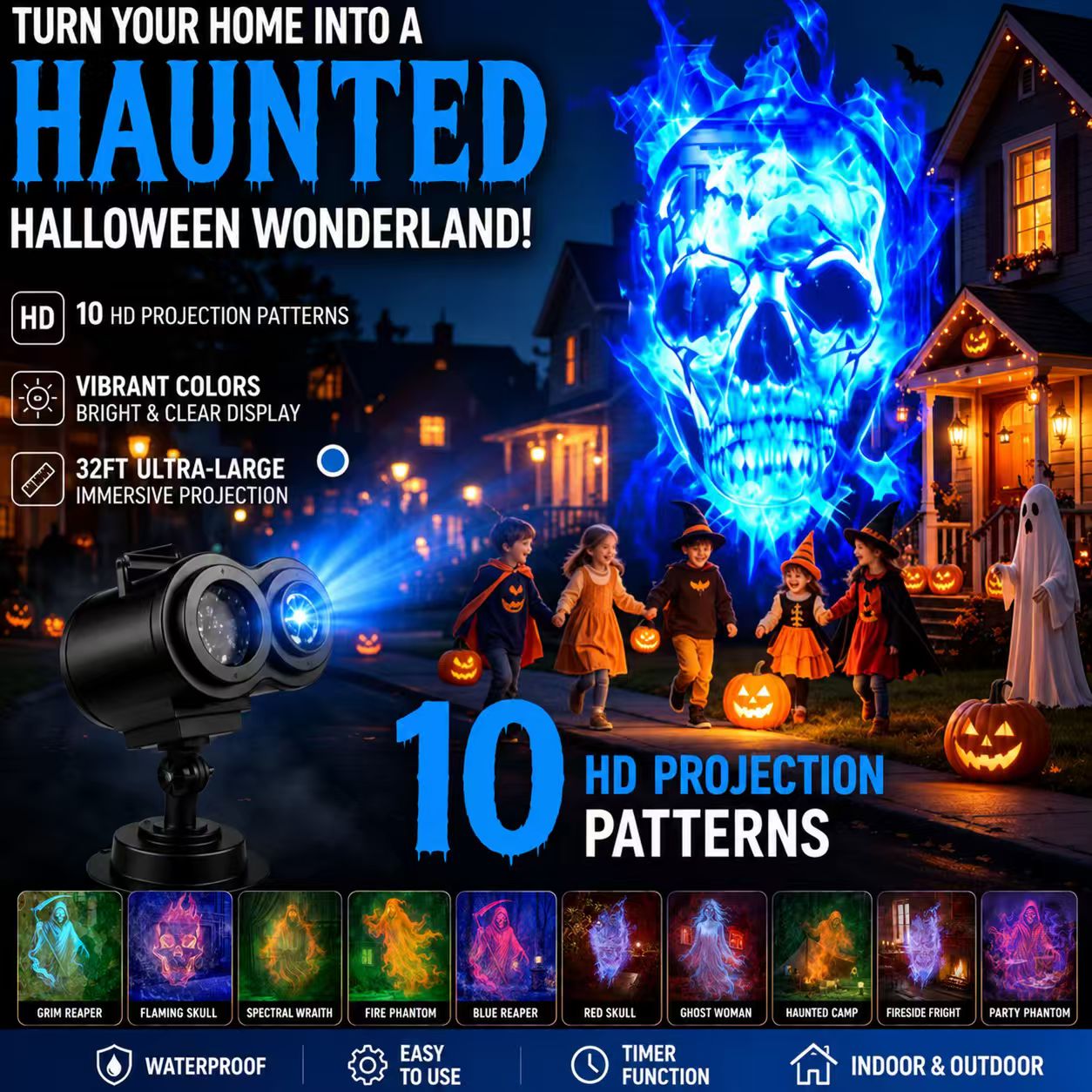 🎃👻32FT HD Halloween Projector | That Disappoint Your Halloween Party | 10 Unique HD Projection Patterns