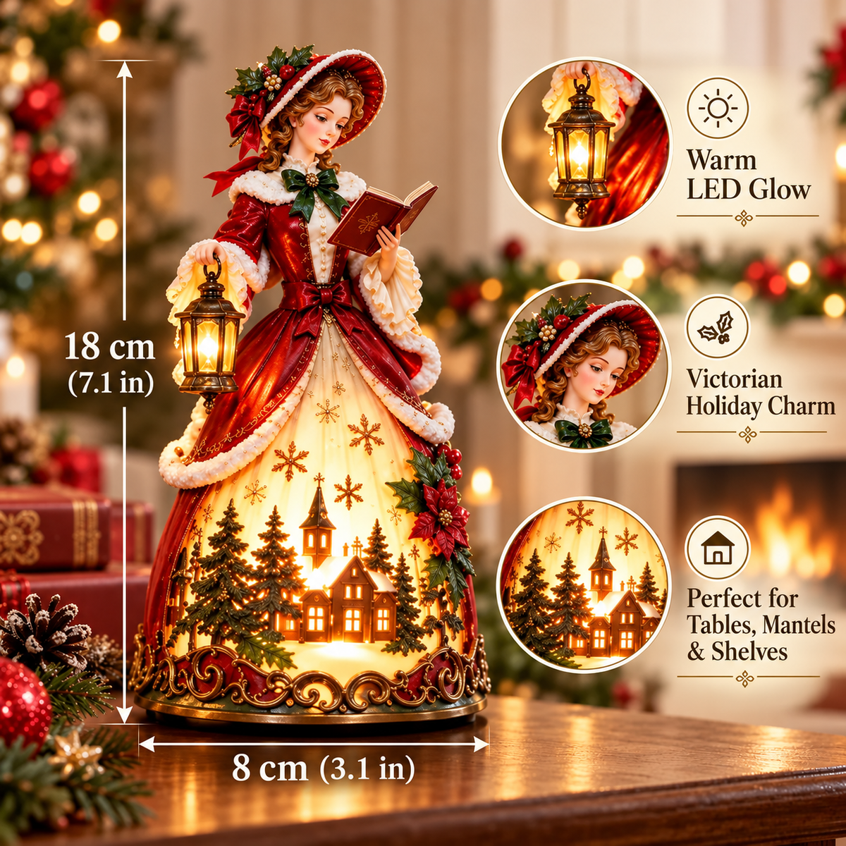 🎄 Victorian Christmas Caroler Tabletop Lamp – Festive Holiday Decor