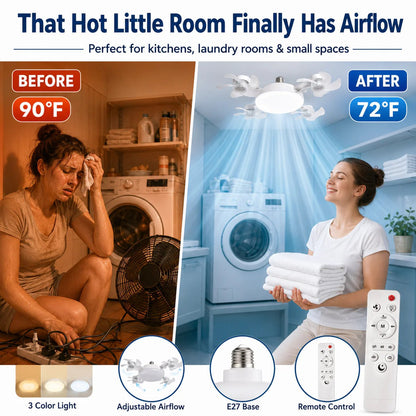 🌬️ SUMMER SALE 50% OFF 💡No-Wiring Ceiling Fan Light with Remote Control
