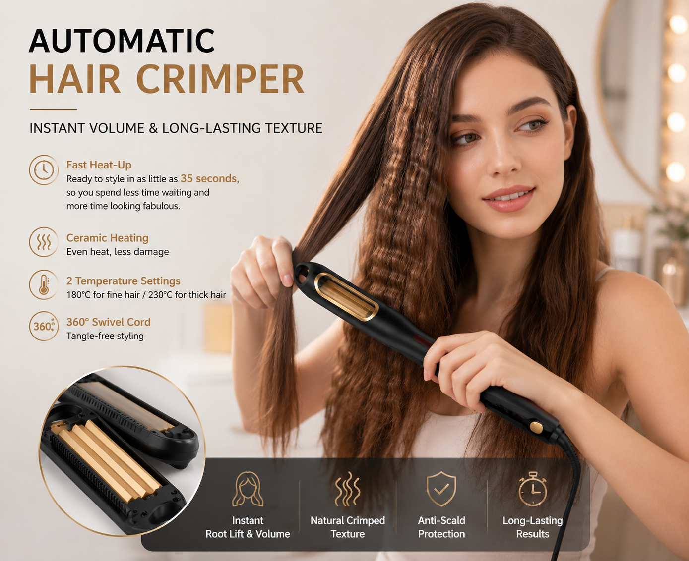 Corn Ironing Plywood Fluffy Convenient Lazy Styling Curling Iron