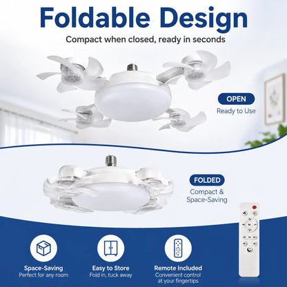🌬️ SUMMER SALE 50% OFF 💡No-Wiring Ceiling Fan Light with Remote Control