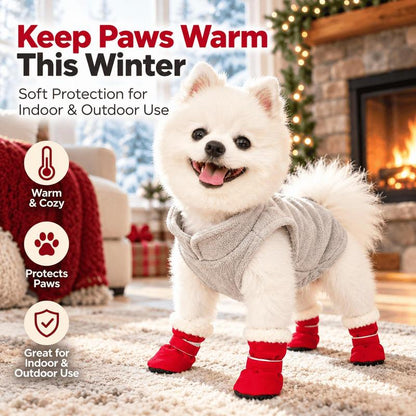 🐾Soft Velvet Puppy Booties, Warm Non-Slip Paw Covers for Small Dogs