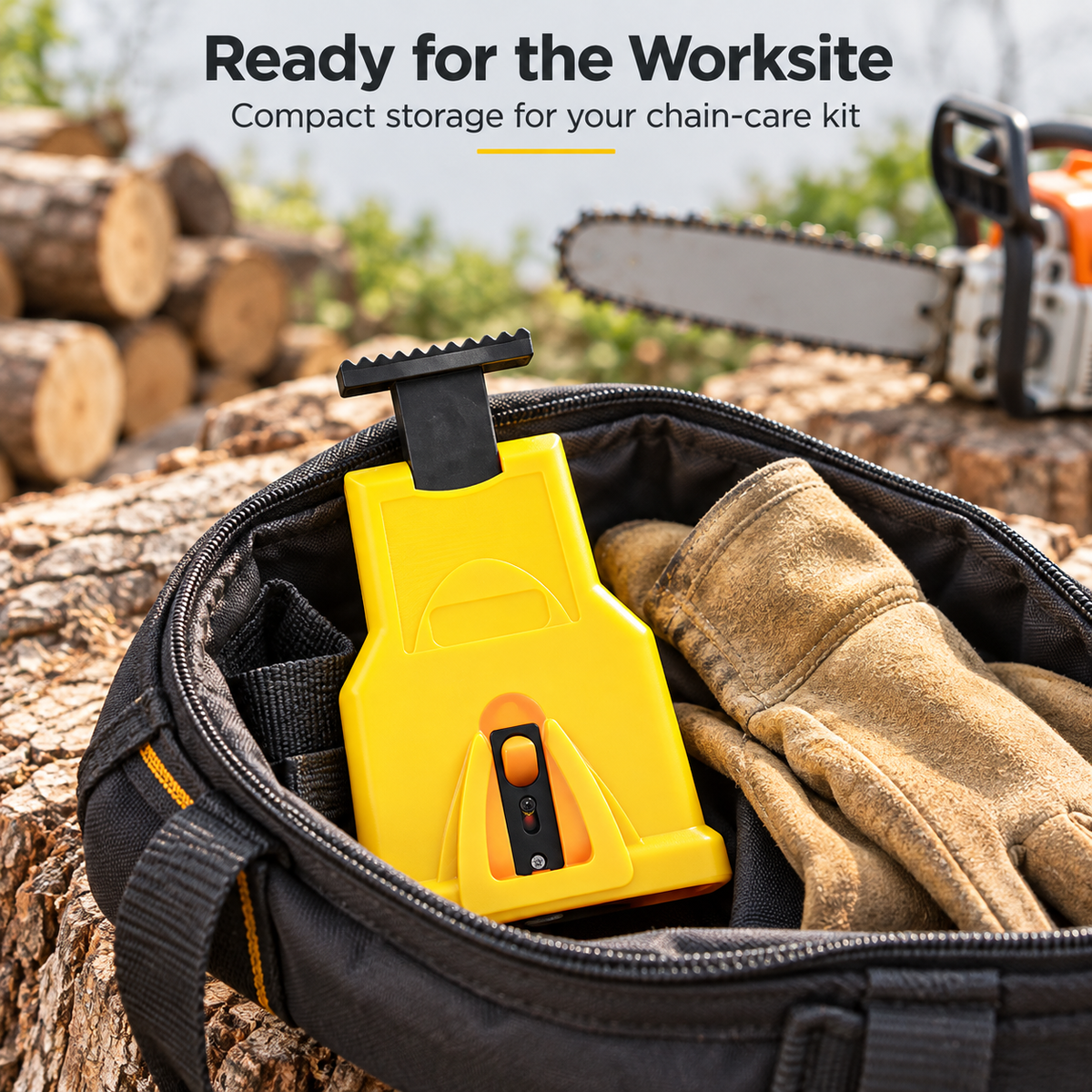 💥Compact Chainsaw Sharpener – Portable Bar-Mount Chain Sharpening Tool with Replaceable Sharpening Stone