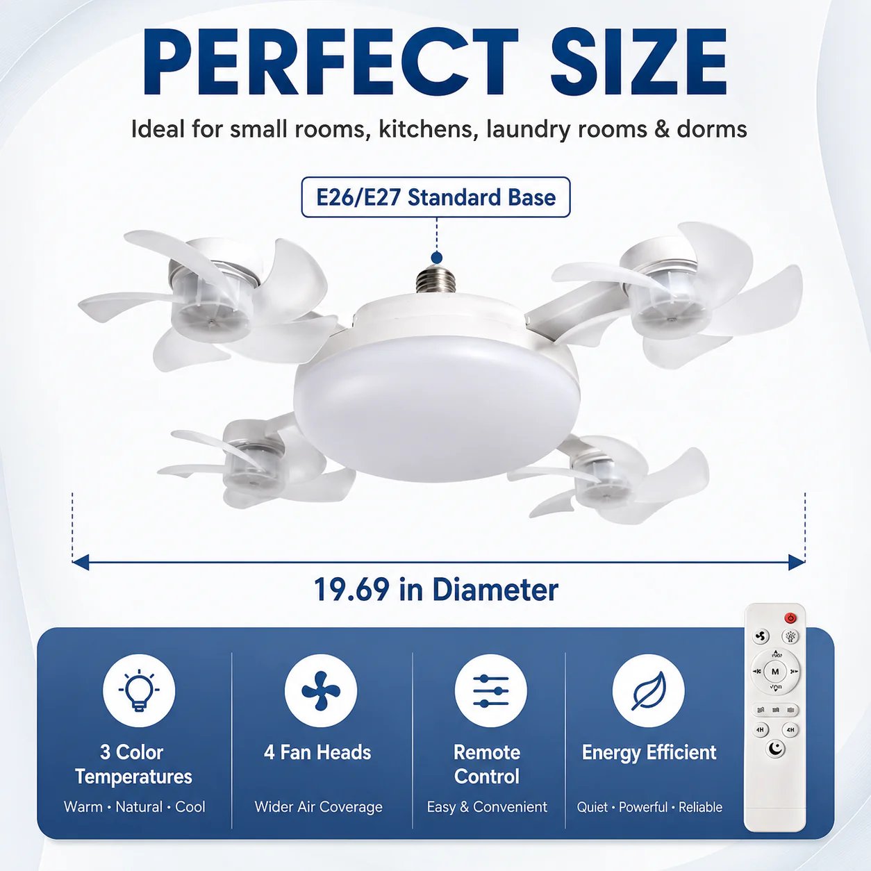 🌬️ SUMMER SALE 50% OFF 💡No-Wiring Ceiling Fan Light with Remote Control