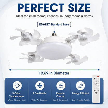 🌬️ SUMMER SALE 50% OFF 💡No-Wiring Ceiling Fan Light with Remote Control