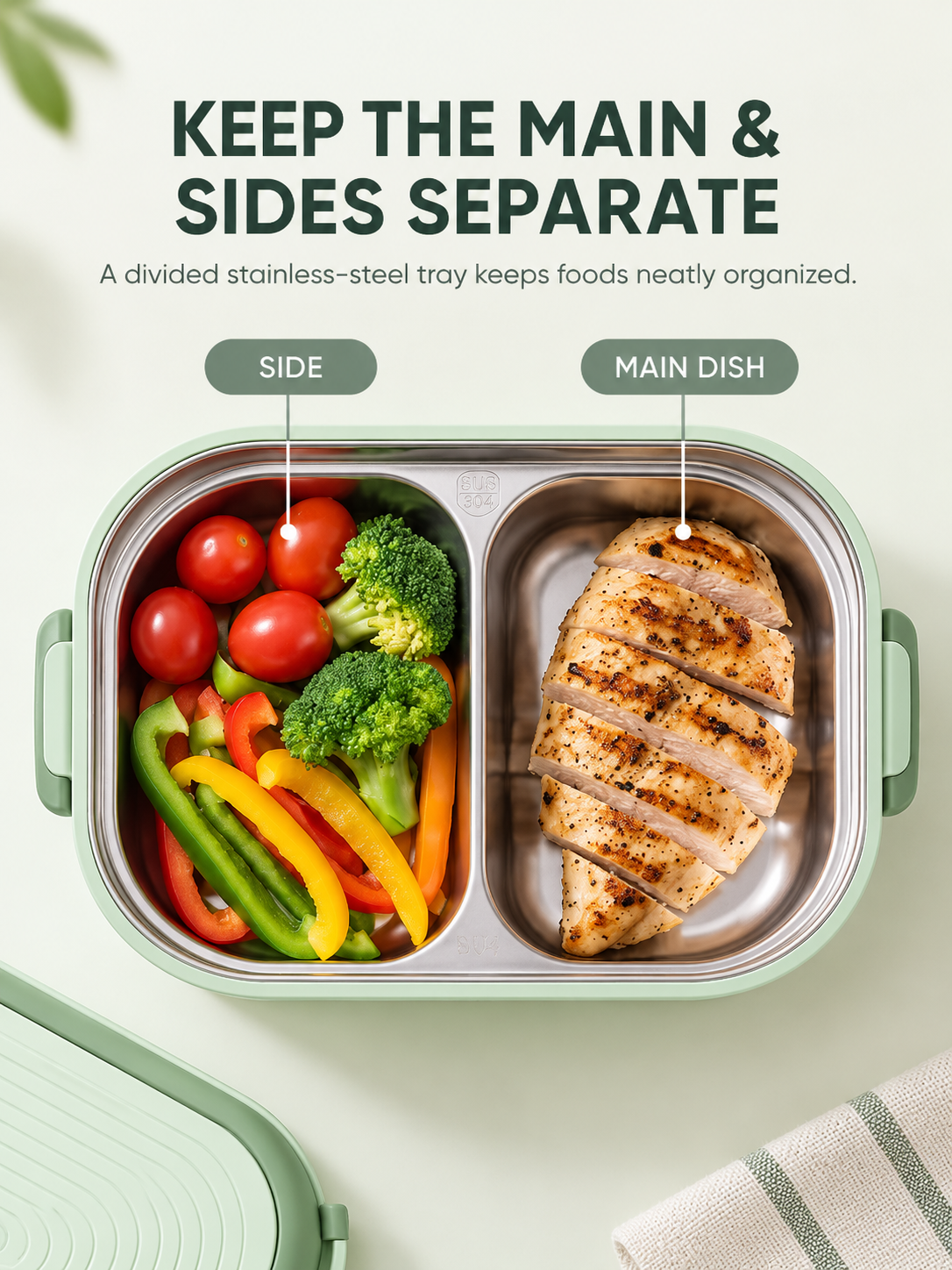 Portable Electric Heated Lunch Box Water-Free Food Warmer