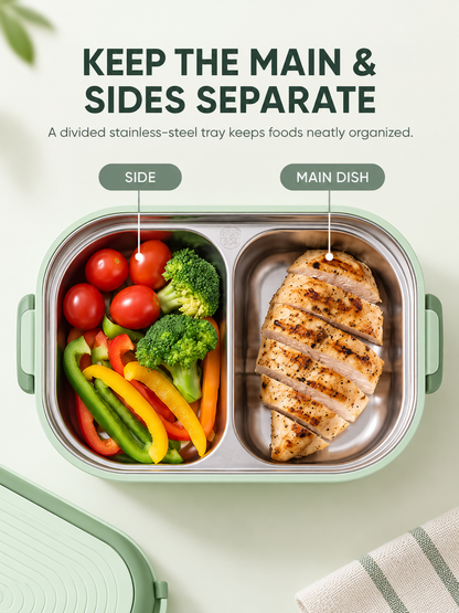 Portable Electric Heated Lunch Box Water-Free Food Warmer