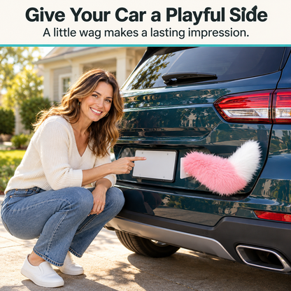 Electric Cat Tail for Car Decoration, Remote-Controlled Wagging Plush Tail for Car