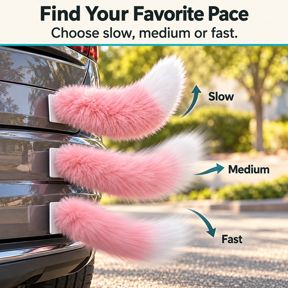 Electric Cat Tail for Car Decoration, Remote-Controlled Wagging Plush Tail for Car