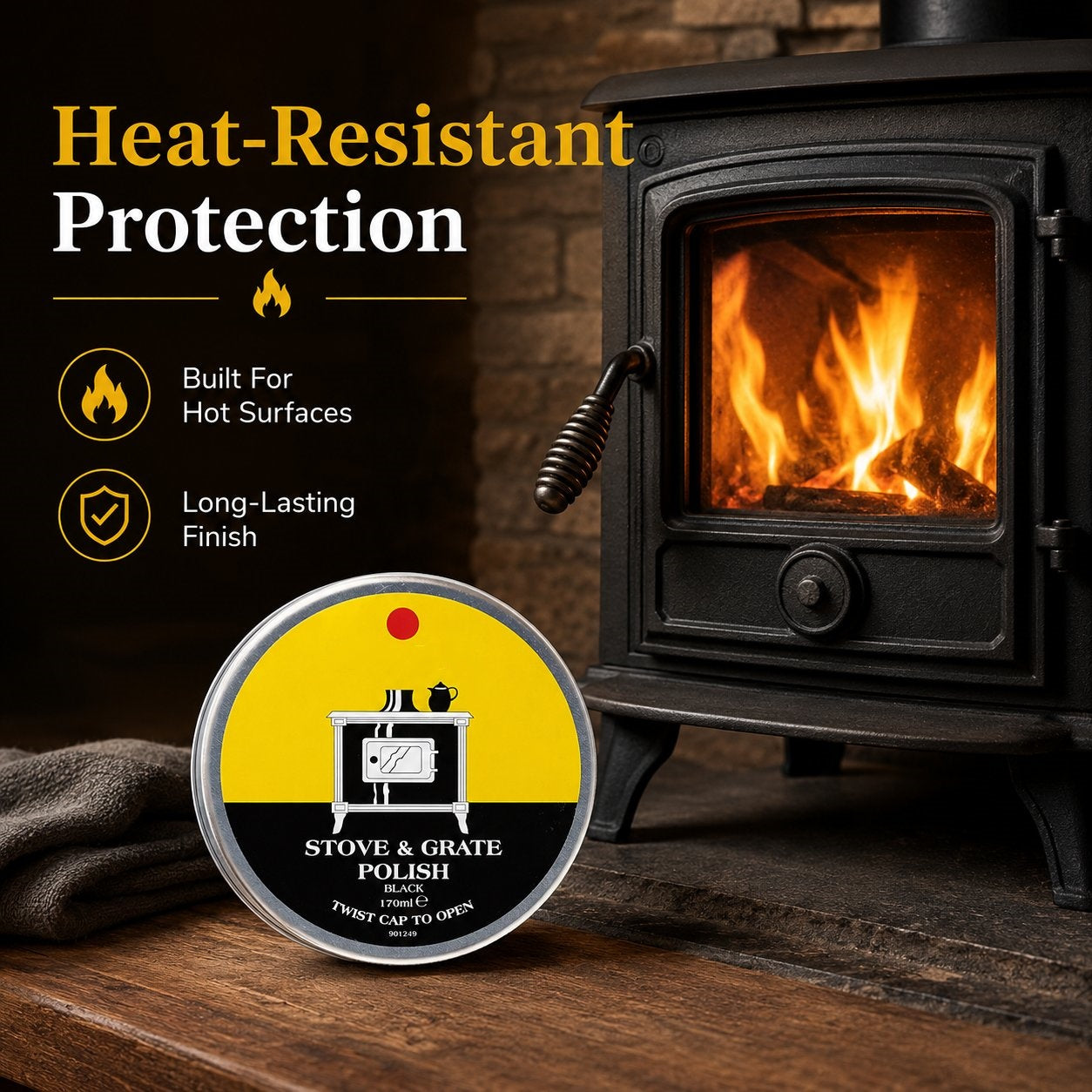 🔥Last Day 50% OFF - 🧼Black Stove & Grate Polish – Cast Iron Restorer for Wood Stoves, Fireplaces & Grates