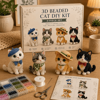 🐱 Create 4 Adorable Beaded Cats Yourself