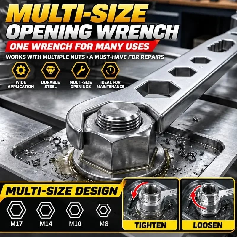 🔥 50% OFF🔥4-Prong Multifunctional Angle Grinder Wrench, Universal Adjustable Spanner for Grinders and Polishers (Single-Ended/Double-Ended)