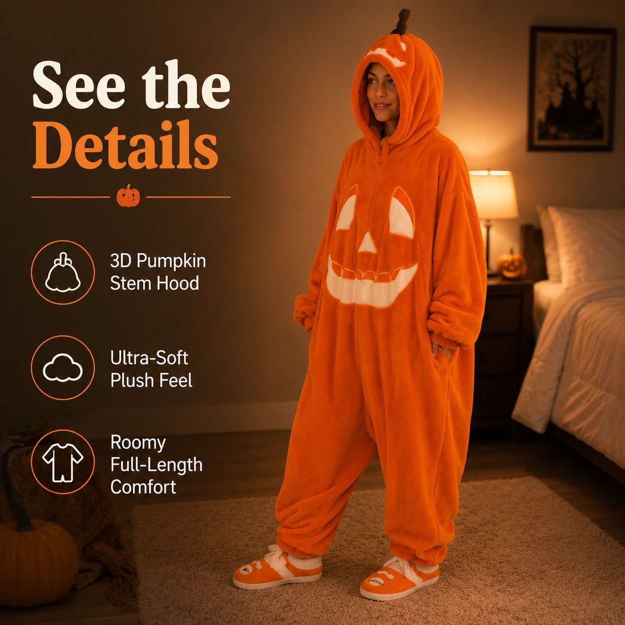 🎃 Cozy Pumpkin Onesie Pajamas – Ultra-Soft, Warm & Halloween-Ready 👻🧡