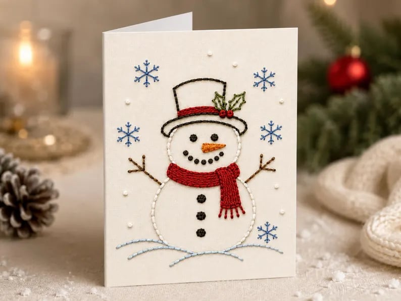 🔥LAST DAY 50% OFF - 🌲 🪡 Christmas Hand Embroidery Card DIY Kit | Stitch Your Way Into the Christmas Spirit ✨ 🎁