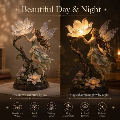 🧚🌺 Glowing Fairy Garden Sculpture – Magical Floral Ambient Light for Cozy Spaces 🌙