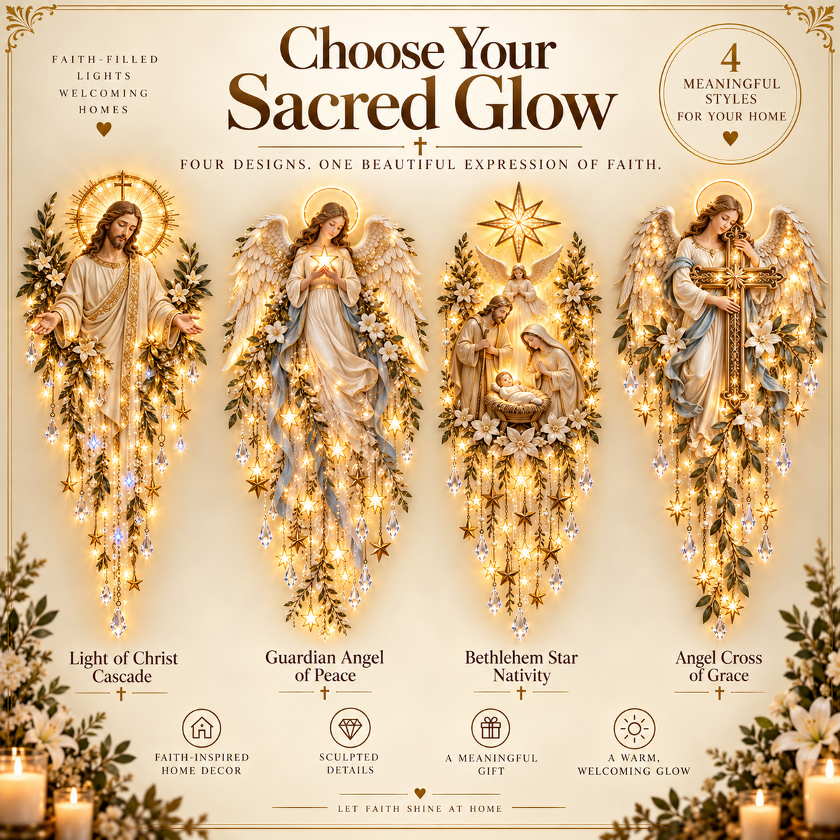 ✨Last Day 49% Off✝️Jesus, Angel & Nativity Lighted Wall Light Décor