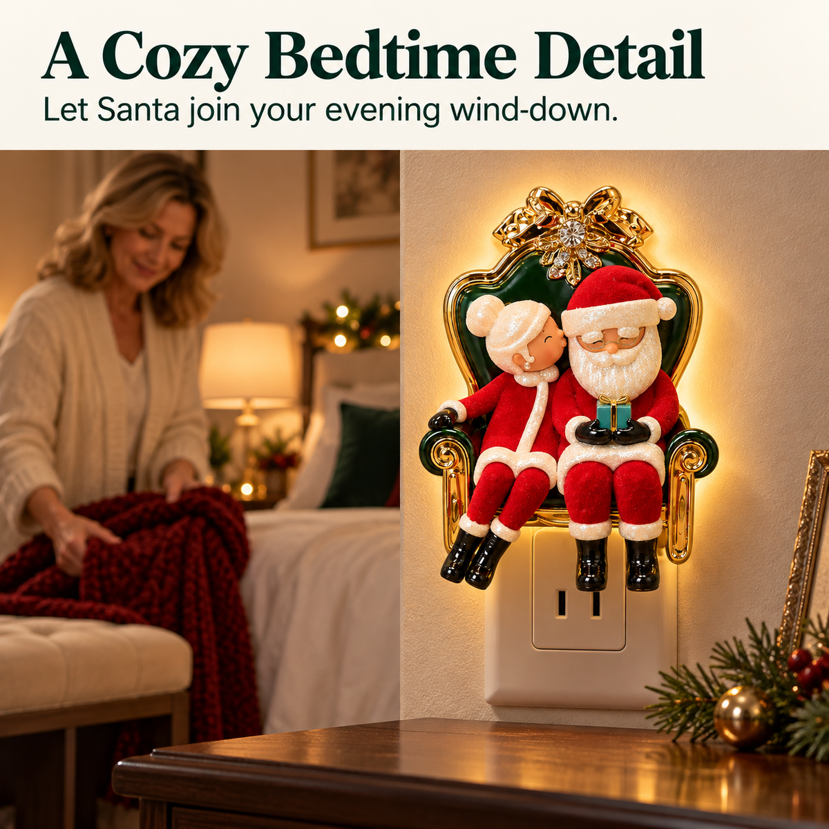 🎄 Christmas Plug-In Night Light – 4 Charming Holiday Designs ✨